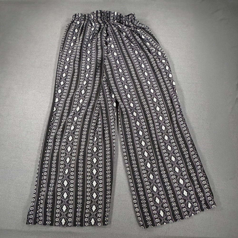 Ashley Stewart Black White Geometric Tribal Wide Leg Palazzo Pants Plus 14/16 - Picture 7 of 11